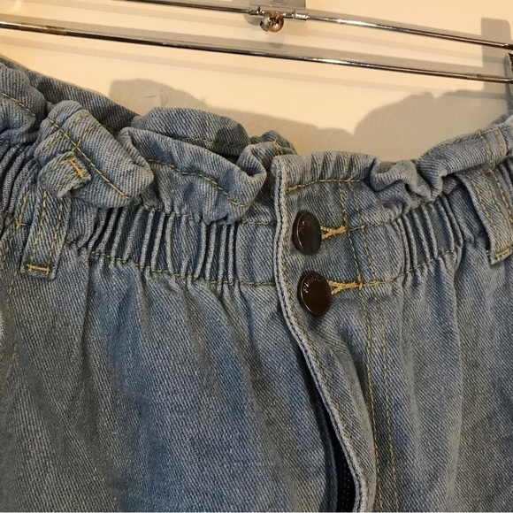 𝅺high waist women’s denim jean shorts.  Elastic waist.  Size XL. Plaid & Plain - Picture 5 of 8